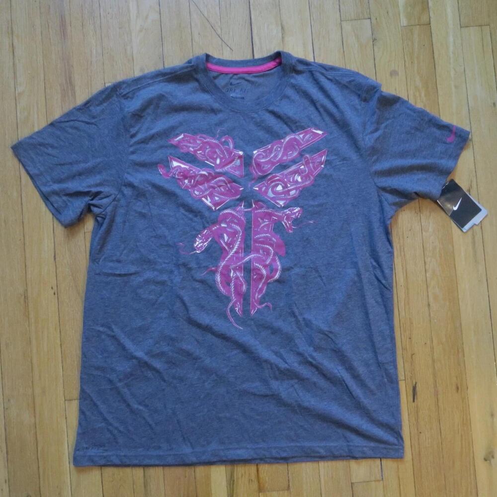 Kobe Bryant T Shirt Mens Xl Gray Snake Dri-Fit Short Sleeve Mamba Logo
